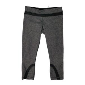 Lululemon Capri Lagging Womens 10 Grey Herringbone Pull On Inspire Tight Stretch